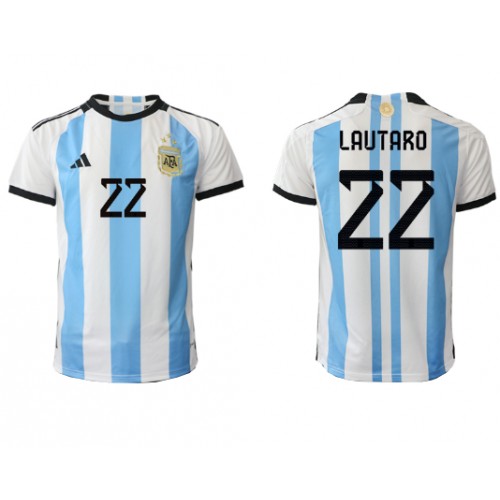 Maillot de foot Argentine Lautaro Martinez #22 Domicile Monde 2022 Manches Courte